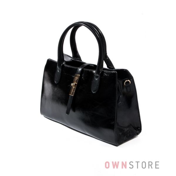 Купить сумку женскую черную с замочком из "масла"  онлайн в интернет-магазине в Украине - арт.33272-1